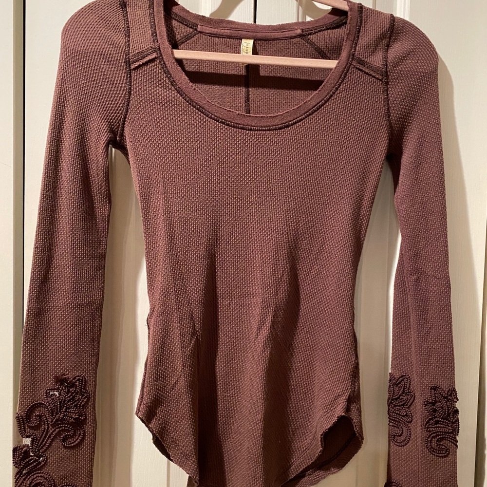 FREE PEOPLE Cuff Thermal Tee XS